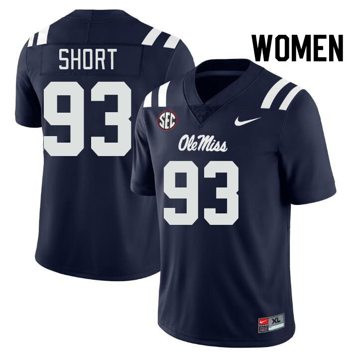 Women #93 Carter Short Ole Miss Rebels College Football Jerseys Stitched-Navy